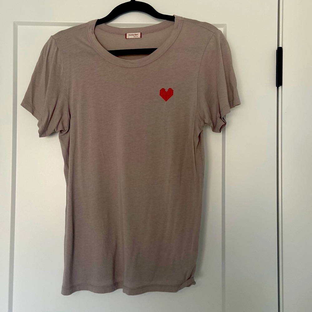 Sunday Best t shirt with heart embroidered.